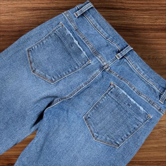 Venus Flare Cropped Split Hem Raw Hem Denim Jeans - Picture 4 of 5